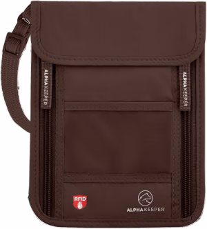 Brown RFID Neck Wallet
