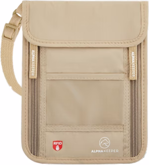 Beige RFID Neck Wallet