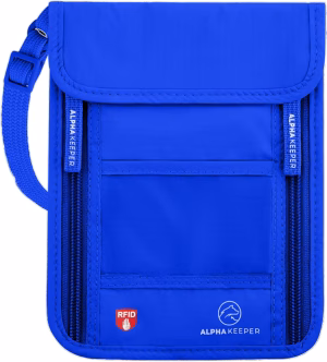 Blue RFID Neck Wallet