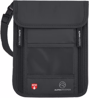 Dark Grey RFID Neck Wallet