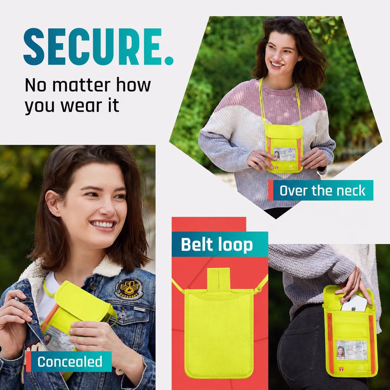 Neck Wallet, Travel Pouch For Passport Holder And Documents, Travel Neck Wallet For Traveling Women — image 2