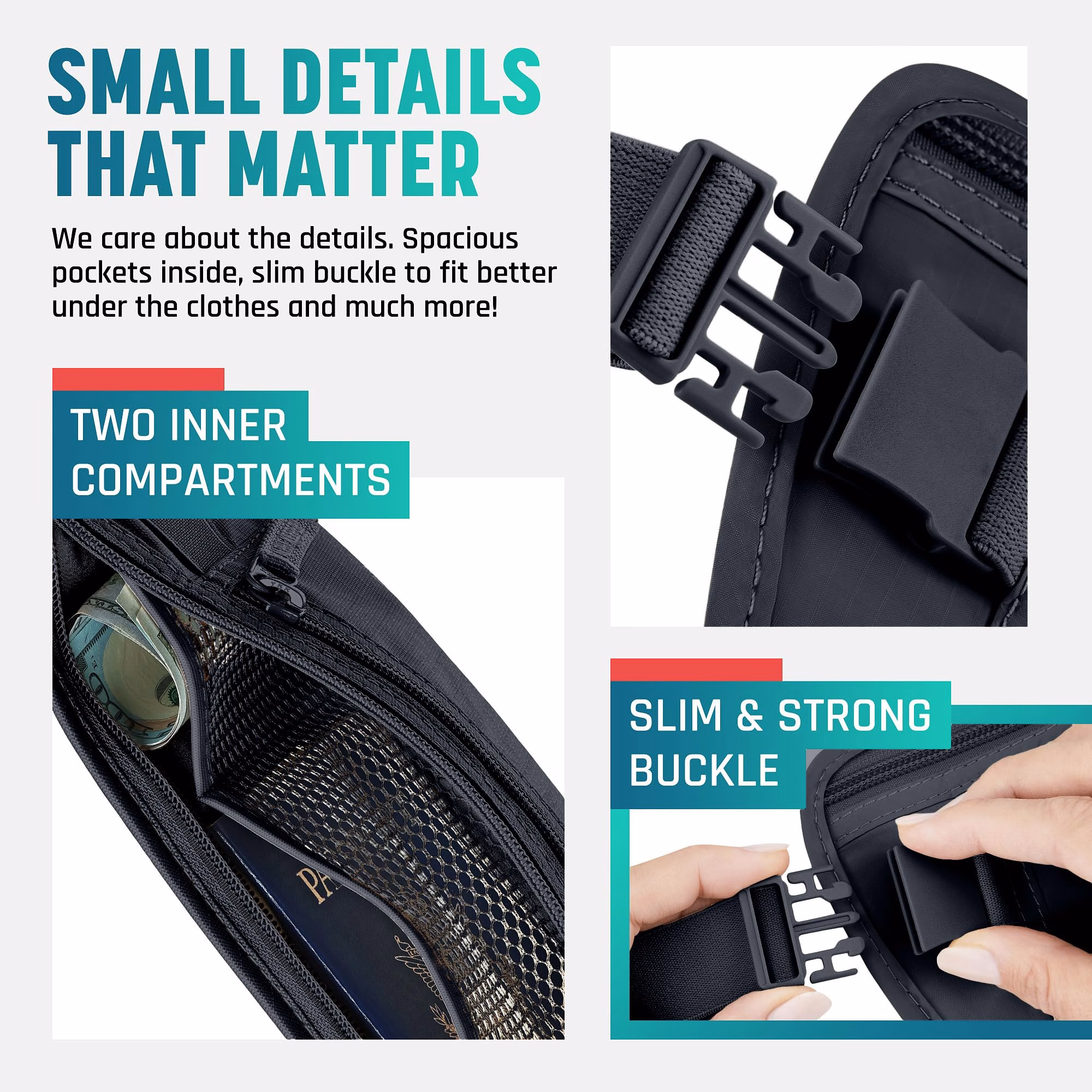 Alpha Keeper Money Belt for Travel Hidden Under Clothes – RFID Blocking Passport Holder & Slim Waist Wallet Pouch for Women & Men, Anti-Theft Travel Accessories — image 7