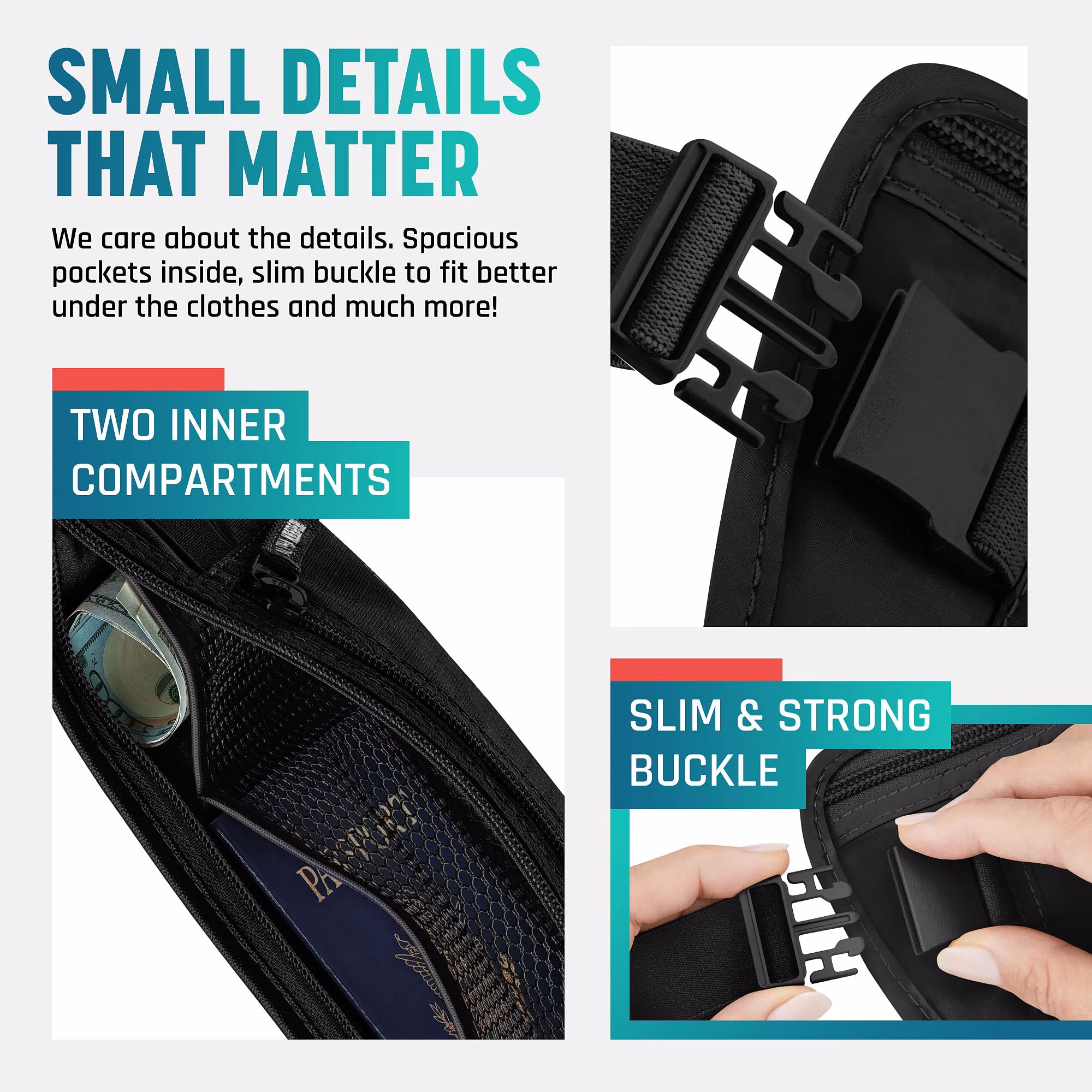 Alpha Keeper Money Belt for Travel Men Women Hidden RFID Passport Holder — image 3