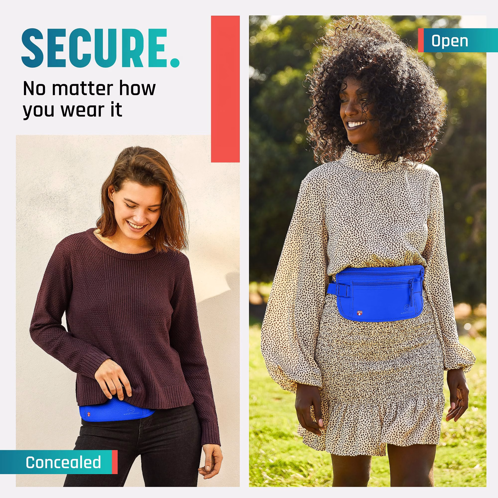 Alpha Keeper Money Belt for Travel Hidden Under Clothes – RFID Blocking Passport Holder & Slim Waist Wallet Pouch for Women & Men, Anti-Theft Travel Accessories — image 3