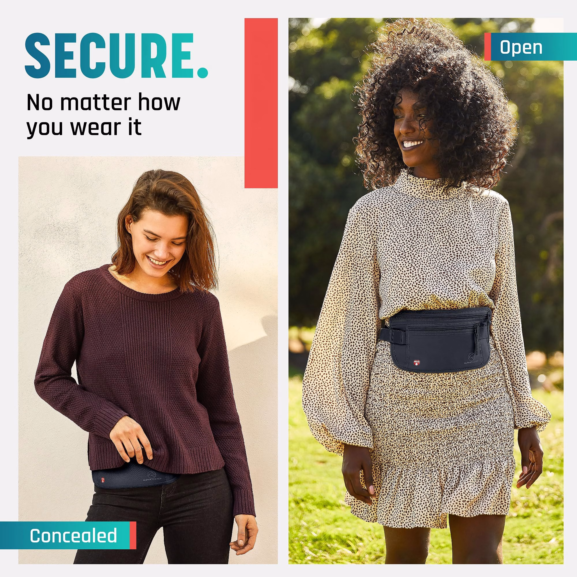 Alpha Keeper Money Belt for Travel Hidden Under Clothes – RFID Blocking Passport Holder & Slim Waist Wallet Pouch for Women & Men, Anti-Theft Travel Accessories — image 3