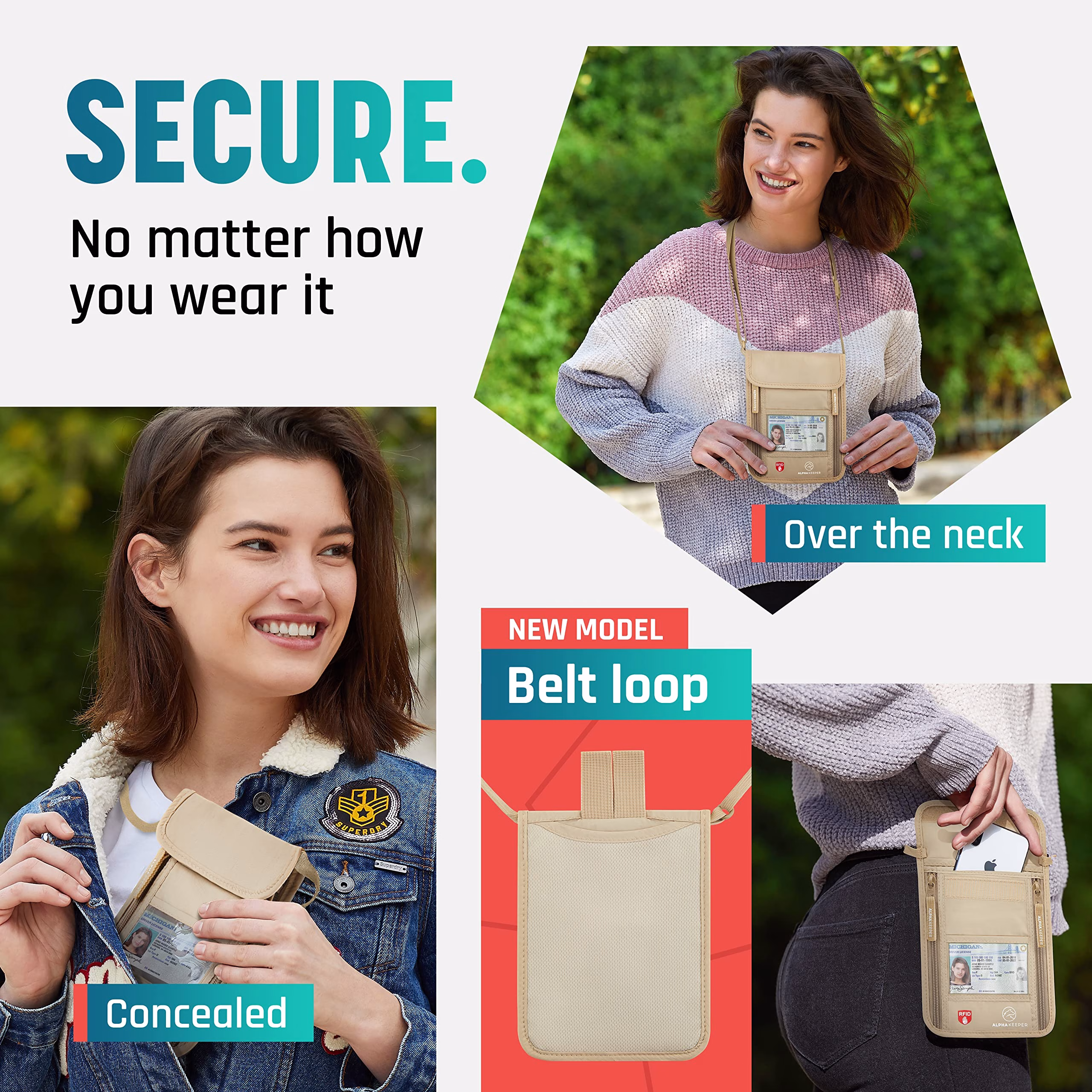 Neck Wallet, Travel Pouch For Passport Holder And Documents, Travel Neck Wallet For Traveling Women — image 2