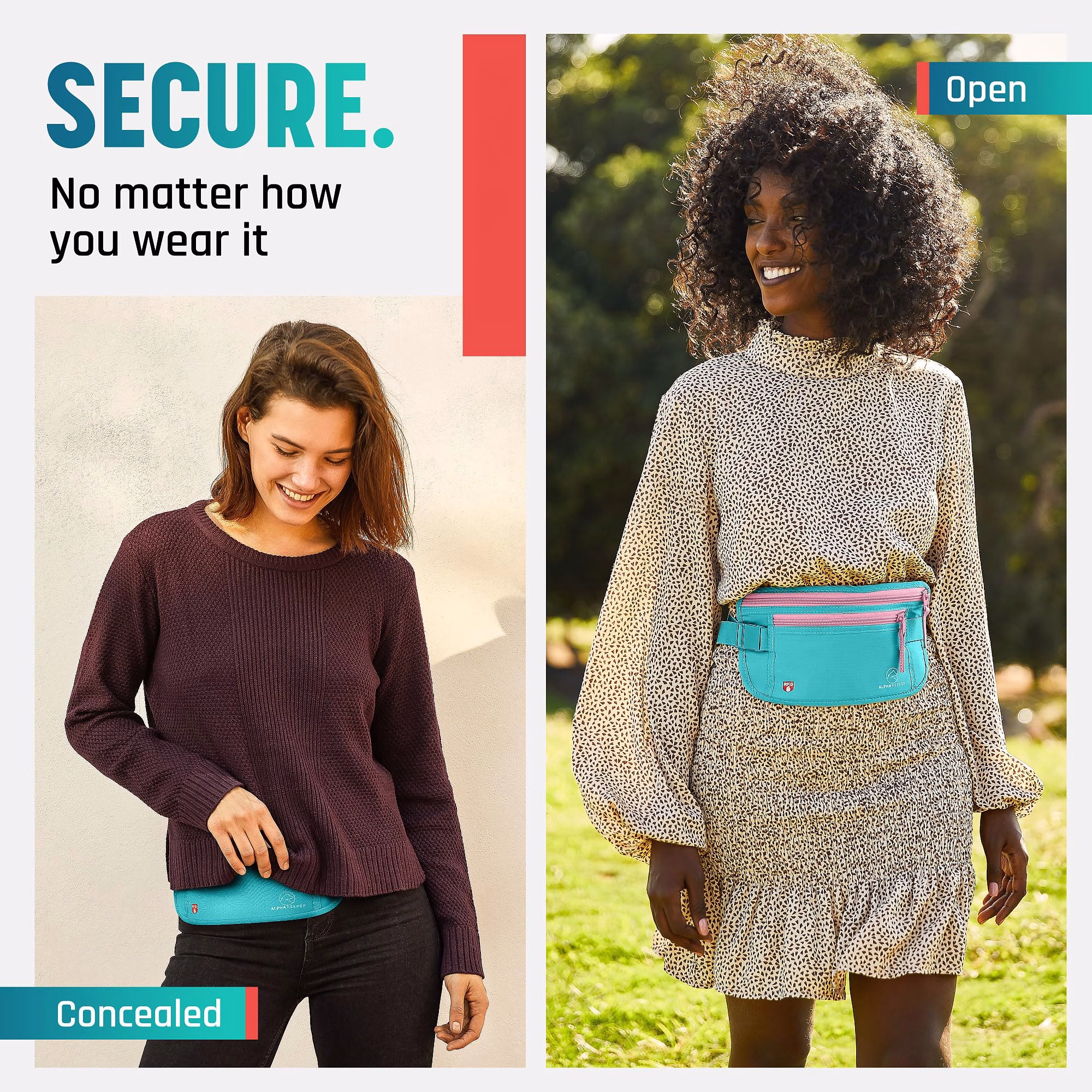 Alpha Keeper Money Belt for Travel Hidden Under Clothes – RFID Blocking Passport Holder & Slim Waist Wallet Pouch for Women & Men, Anti-Theft Travel Accessories — image 3