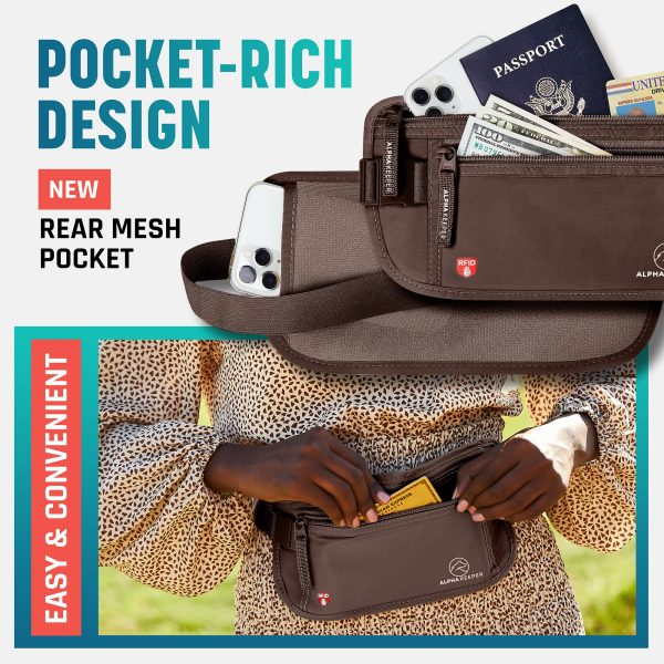 Alpha Keeper Money Belt for Travel Hidden Under Clothes – RFID Blocking Passport Holder & Slim Waist Wallet Pouch for Women & Men, Anti-Theft Travel Accessories — image 4