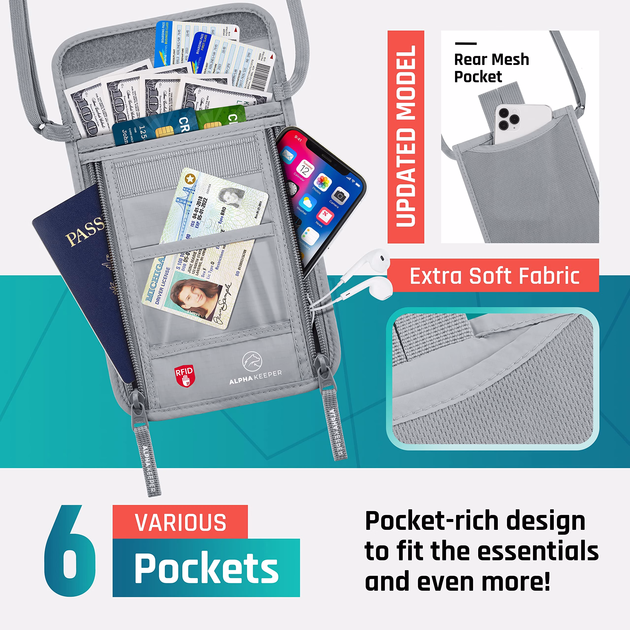 Neck Wallet, Travel Pouch For Passport Holder And Documents, Travel Neck Wallet For Traveling Women. — image 4