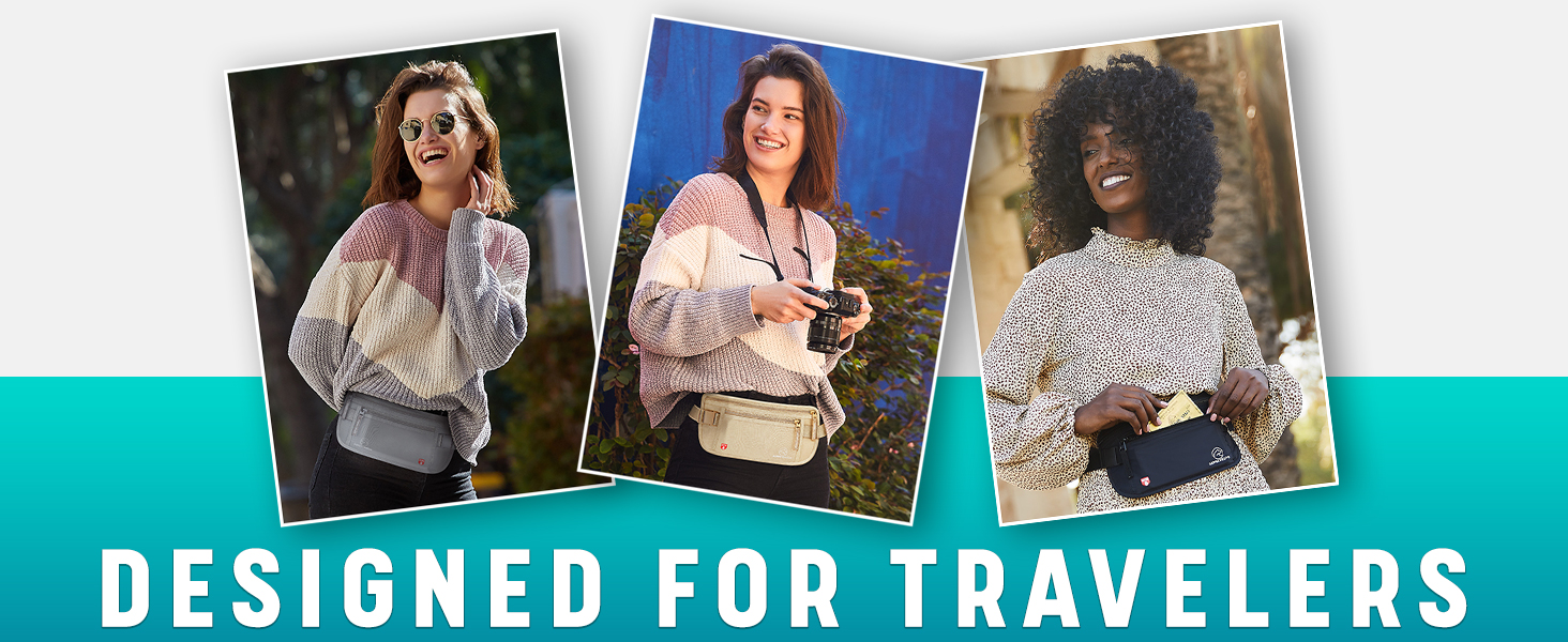 Travel wallet for women and men money belt RFID